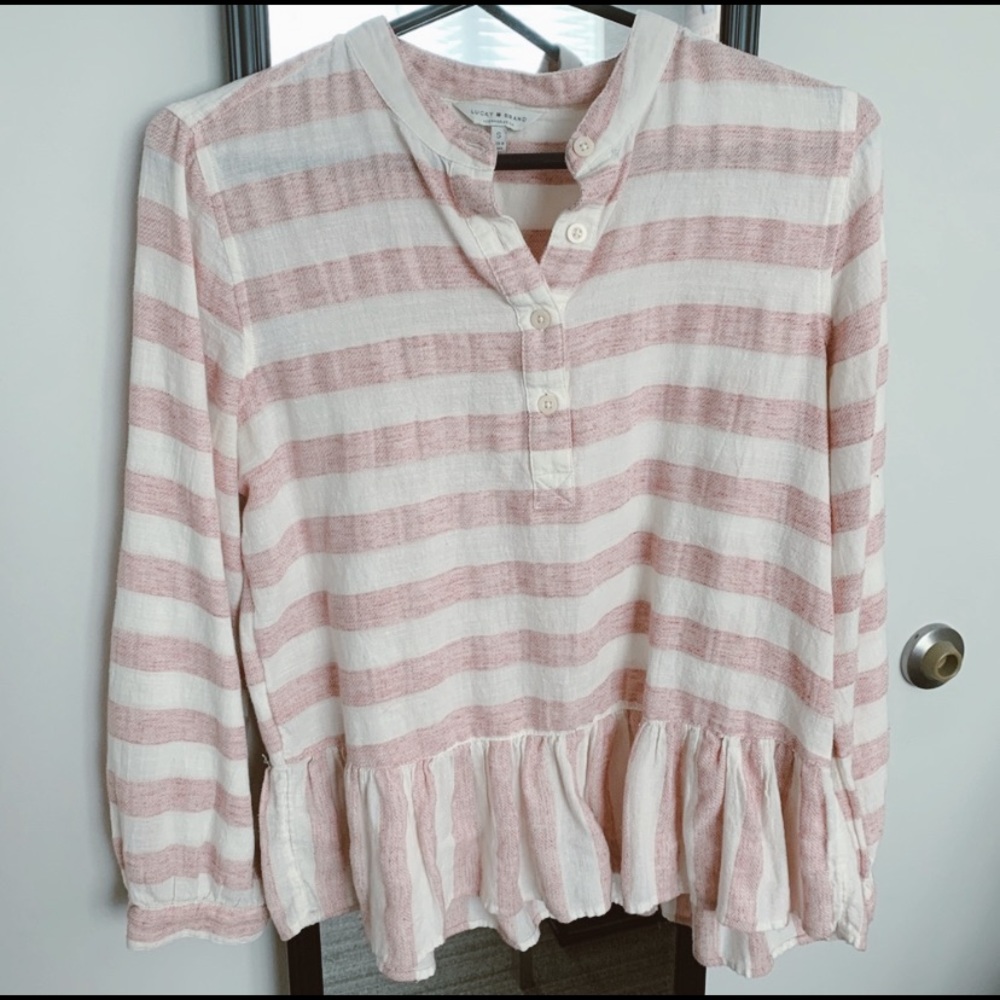 Lucky Brand pink and white stripe top